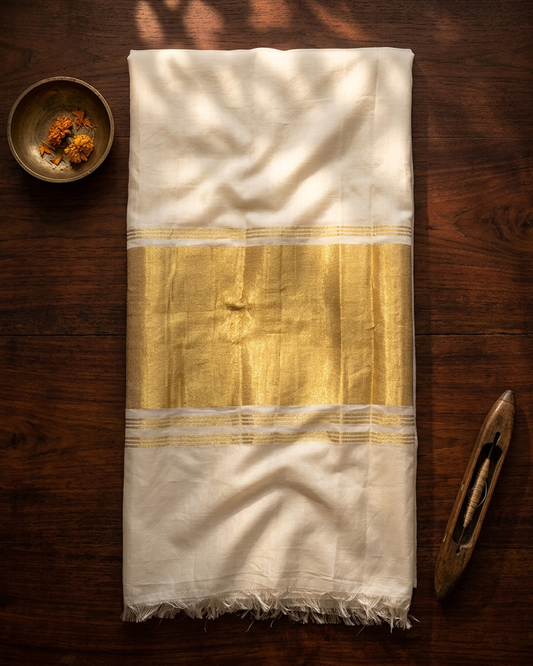 Rosaya 'Shubhra' Classic Kerala Kasavu Saree