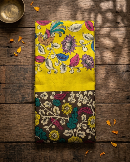 Rosaya 'Chitrakala' Kalamkari Print Banglori Silk Saree