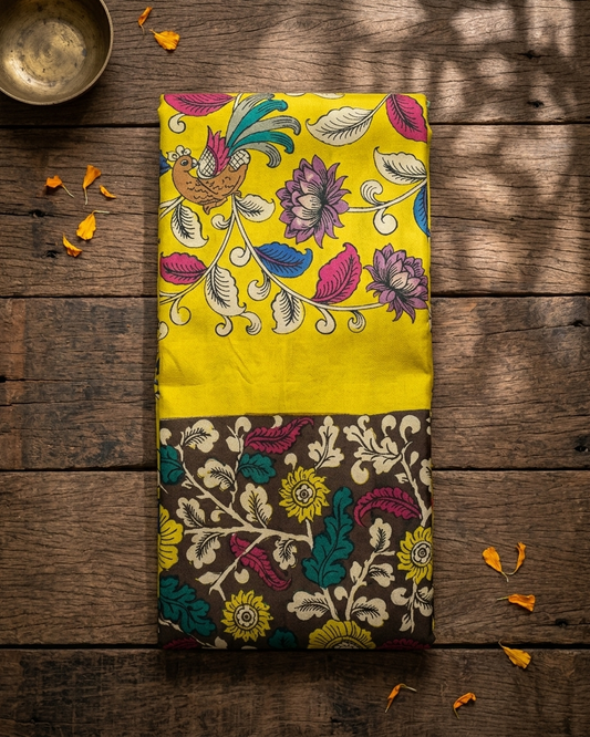 Rosaya 'Chitrakala' Kalamkari Print Banglori Silk Saree