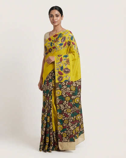 Rosaya 'Chitrakala' Kalamkari Print Banglori Silk Saree