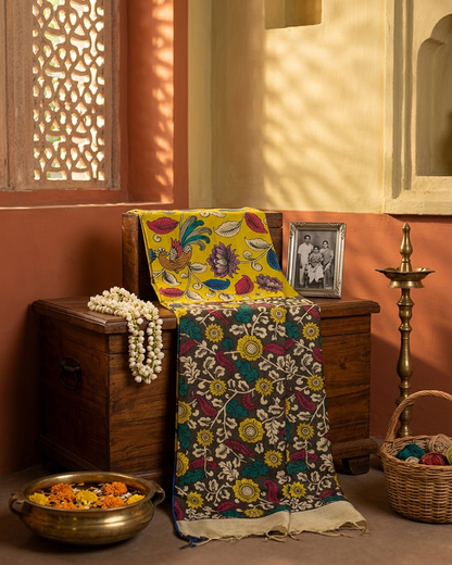 Rosaya 'Chitrakala' Kalamkari Print Banglori Silk Saree