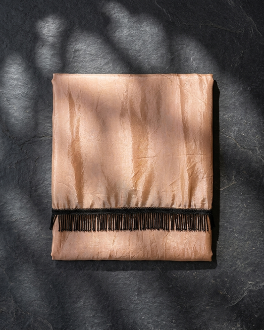 Serena - Minimalist Peach Crushed Satin Saree