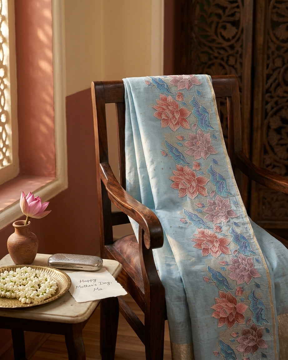 Rosaya 'Gulbahar' Multicolour Meenakari Floral Banarasi Organza Saree