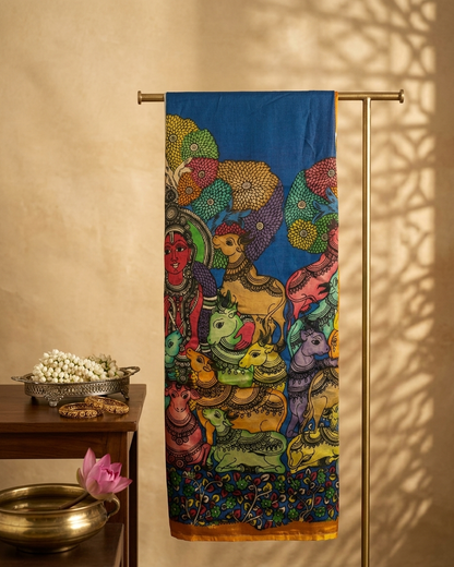 Rosaya 'Vrindavan Leela' Shrinathji Pichwai Art Saree