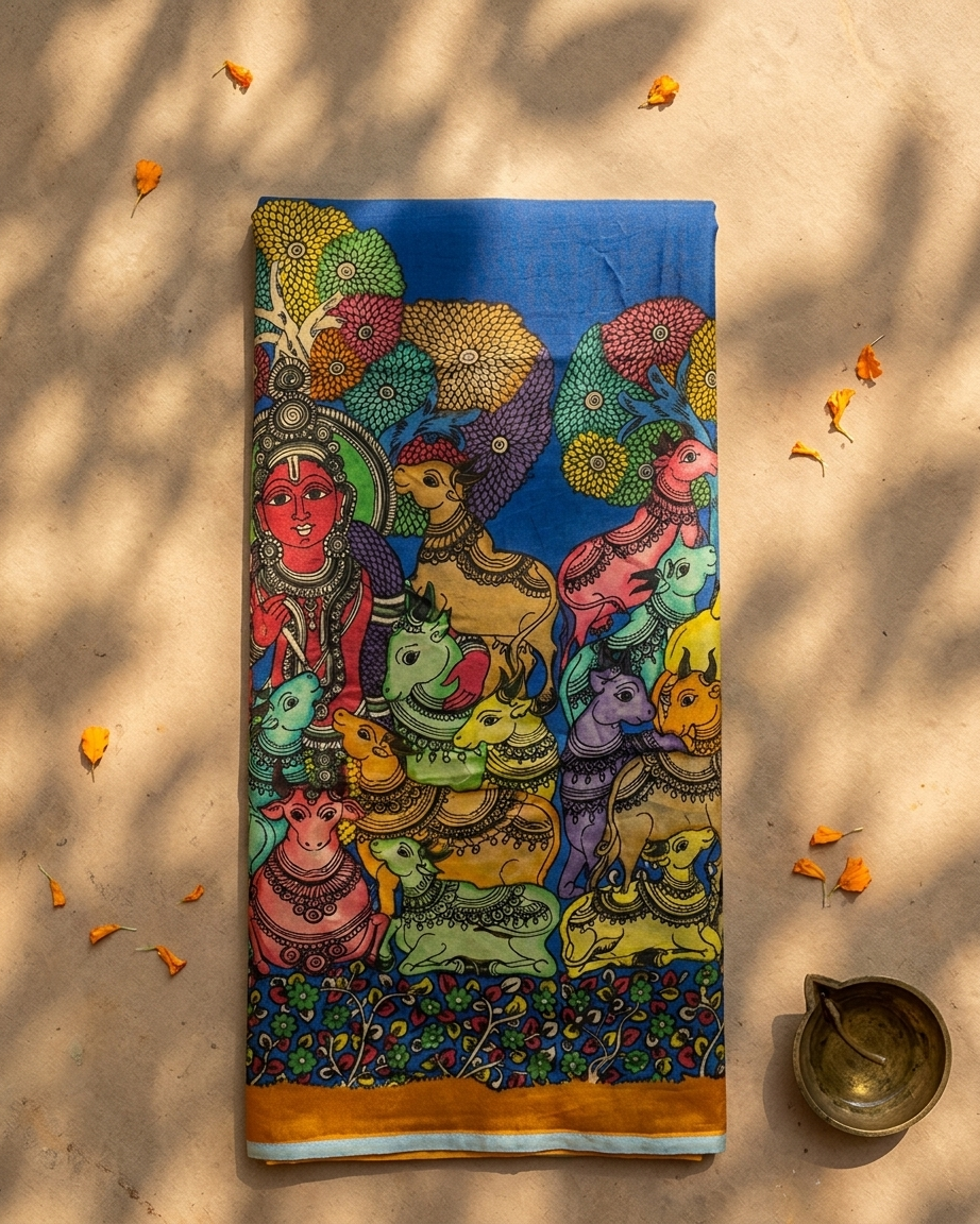 Rosaya 'Vrindavan Leela' Shrinathji Pichwai Art Saree