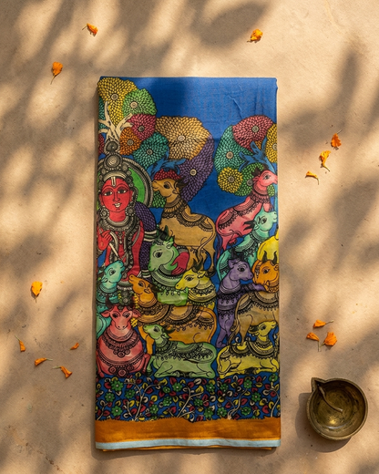 Rosaya 'Vrindavan Leela' Shrinathji Pichwai Art Saree