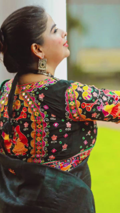 MADHUBANI FULL HAND WORK BLOUSE WITH SAREE