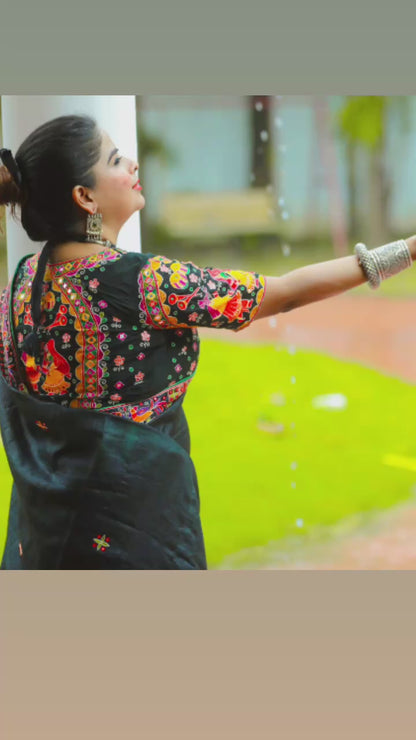 MADHUBANI FULL HAND WORK BLOUSE WITH SAREE