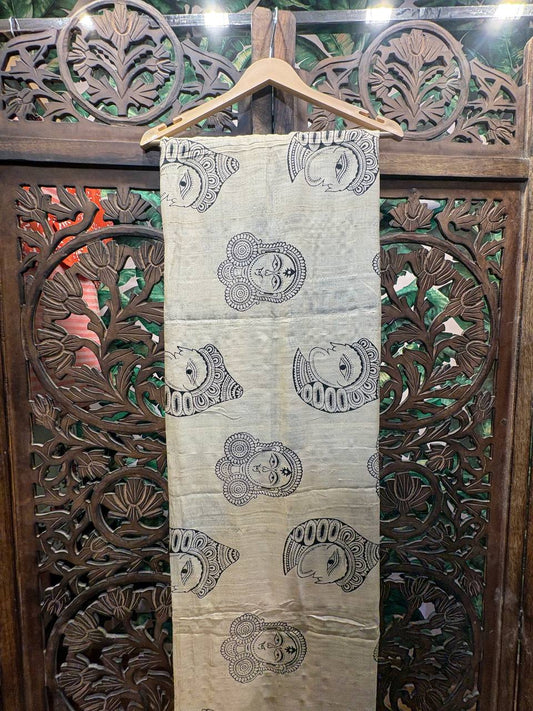 Rosaya 'Devi' Durga Motif Kalamkari Tussar Silk Saree